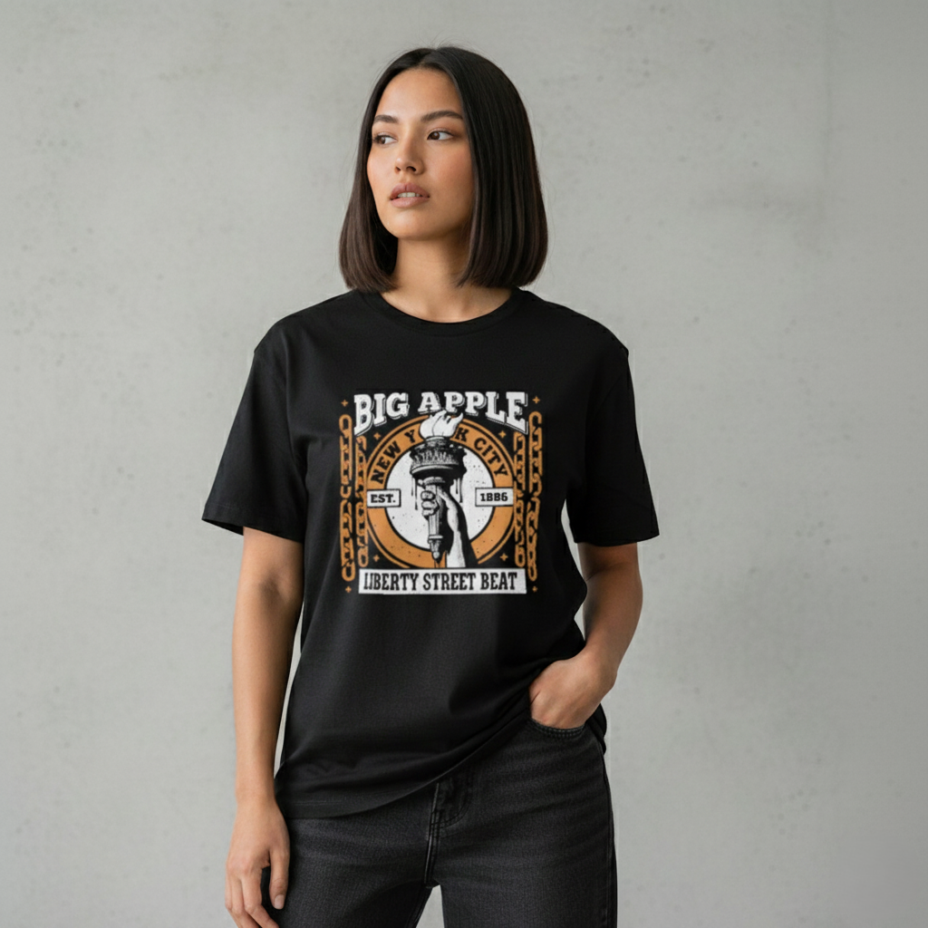 Camiseta Clásica "BIG APPLE LIBERTY" - Diseño Insignia Vintage
