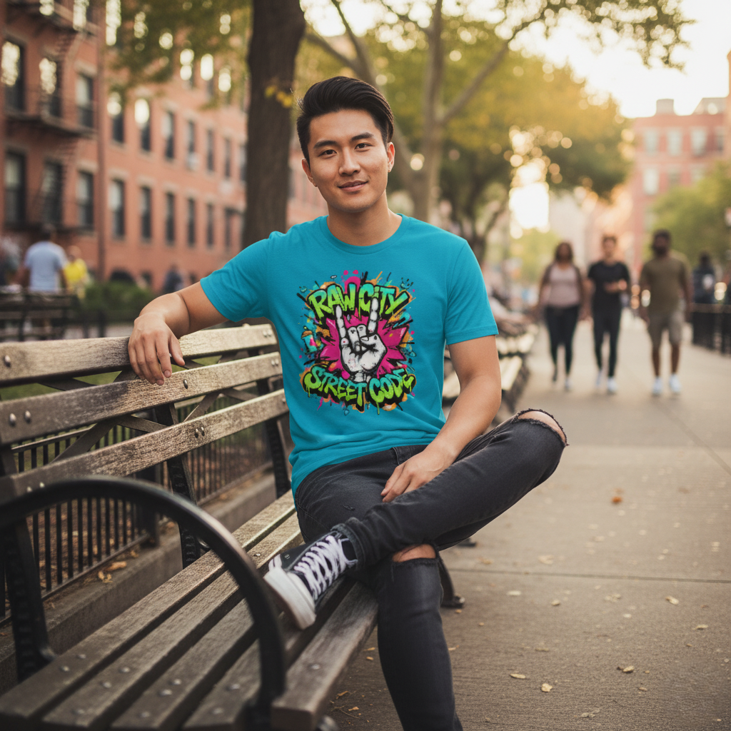 Camiseta "RAW CITY" - Estilo Graffiti/Street Code